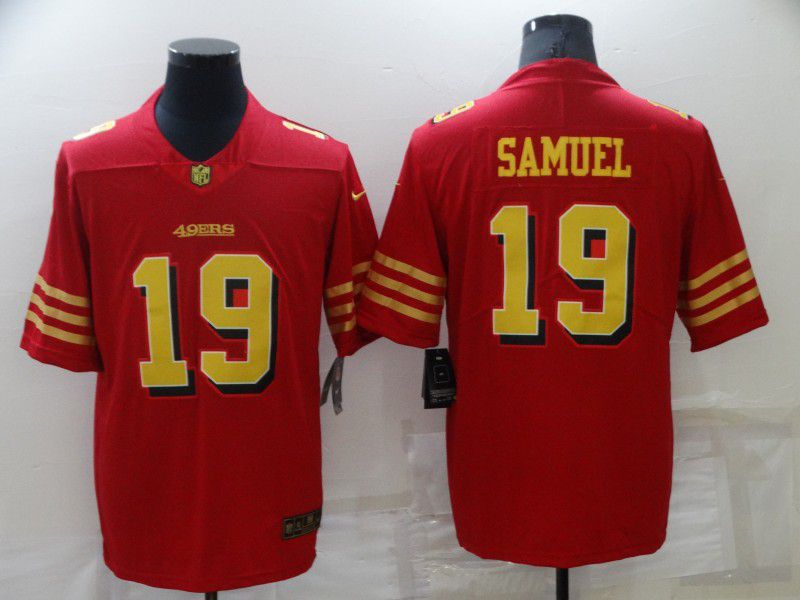 Men San Francisco 49ers #19 Samurl Red gold lettering 2022 Nike Vapor Untouchable Limited NFL Jersey->texas rangers->MLB Jersey